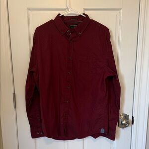 Banana Republic Men’s Organic Cotton Oxford Shirt - Size L Burgundy Untucked Fit